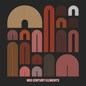 Mid century arch elements, modern geometric shapes. Contemporary design Stock Illustration