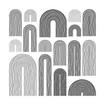 Mid century arch elements, modern geometric shapes. Contemporary design Stock Illustration