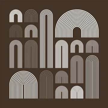 Mid century arch elements, modern geometric shapes. Contemporary design Stock Illustration