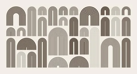 Mid century arch elements, modern geometric shapes. Contemporary design Stock Illustration