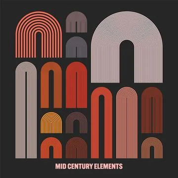 Mid century arch elements, modern geometric shapes. Contemporary design Stock Illustration