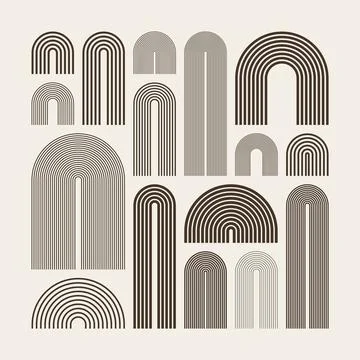 Mid century arch elements, modern geometric shapes. Contemporary design Stock Illustration