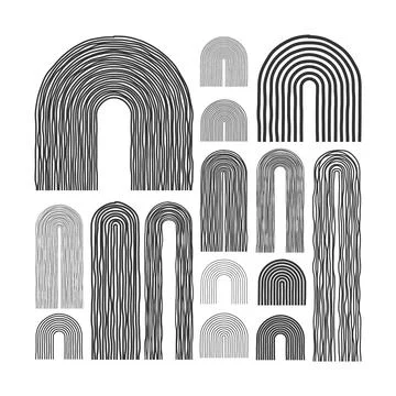 Mid century arch elements, modern geometric shapes. Contemporary design Stock Illustration