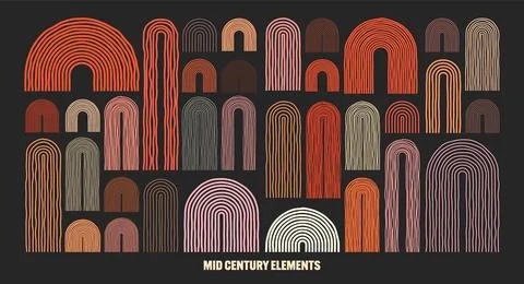 Mid century arch elements, modern geometric shapes. Contemporary design Stock Illustration