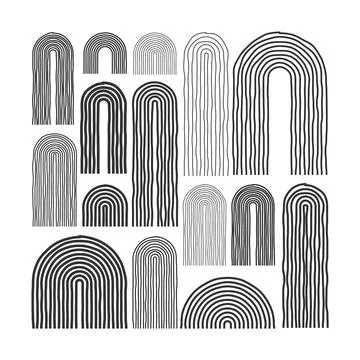 Mid century arch elements, modern geometric shapes. Contemporary design Stock Illustration