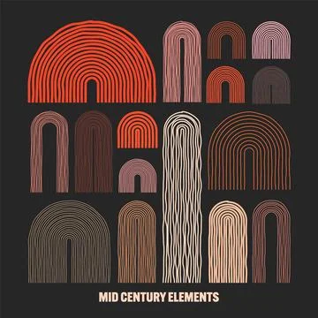 Mid century arch elements, modern geometric shapes. Contemporary design Stock Illustration