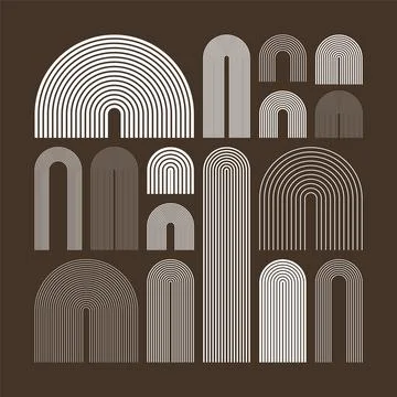 Mid century arch elements, modern geometric shapes. Contemporary design Stock Illustration