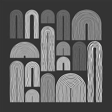 Mid century arch elements, modern geometric shapes. Contemporary design Stock Illustration