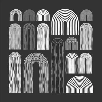 Mid century arch elements, modern geometric shapes. Contemporary design Stock Illustration