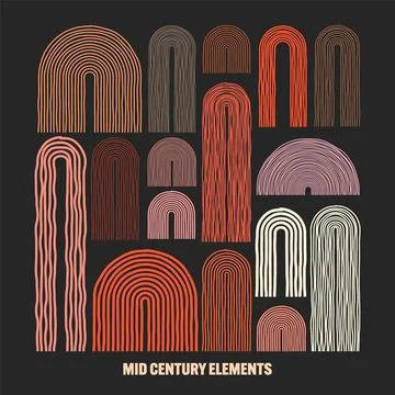 Mid century arch elements, modern geometric shapes. Contemporary design Stock Illustration