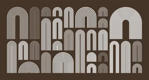 Mid century arch elements, modern geometric shapes. Contemporary design Stock Illustration