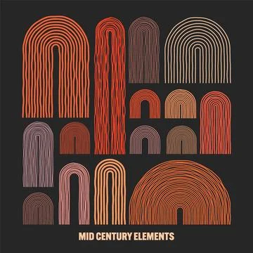 Mid century arch elements, modern geometric shapes. Contemporary design Stock Illustration