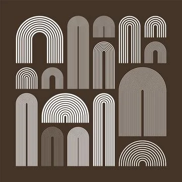 Mid century arch elements, modern geometric shapes. Contemporary design Stock Illustration
