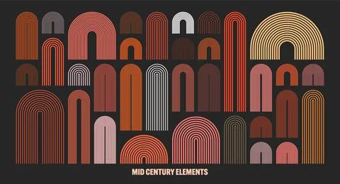 Mid century arch elements, modern geometric shapes. Contemporary design Stock Illustration