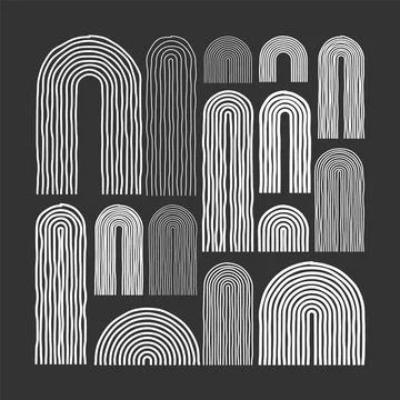 Mid century arch elements, modern geometric shapes. Contemporary design Stock Illustration