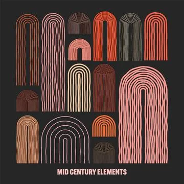 Mid century arch elements, modern geometric shapes. Contemporary design Stock Illustration