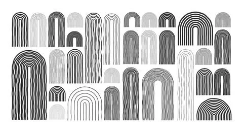 Mid century arch elements, modern geometric shapes. Contemporary design イラスト素材