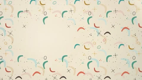Mid Century Boomerang Atomic Pattern Drifting Retro Seamless Loop Stock Footage 348004820