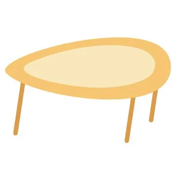Mid-century coffee table. Cozy interior decor. Wooden retro table. Separate e Illustrazione stock