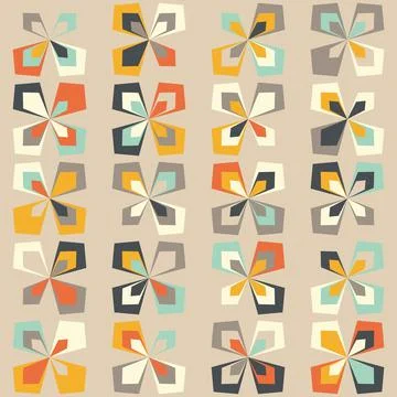 Mid century geometric retro pattern, vintage colors Stock Illustration