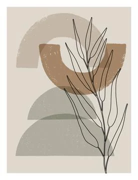 Mid century modern art print. Gallery wall printable art. Boho style interior 스톡 일러스트