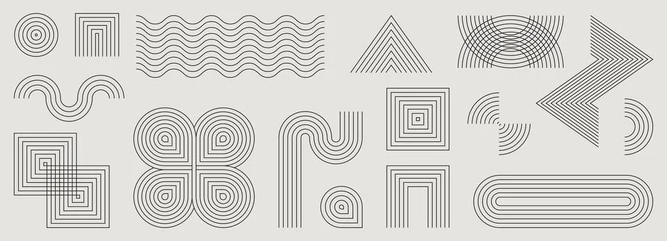 Mid century modern geometric elements set Stock Illustration