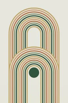 Mid Century Modern Rainbow Background Illustration Illustrazione stock