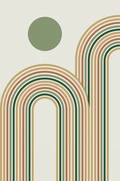 Mid Century Modern Rainbow Background Illustration Stock Illustration