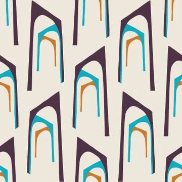 Mid Century Modern Vintage Pattern Background. Architectural Archway Trend Shape Stock Illustration