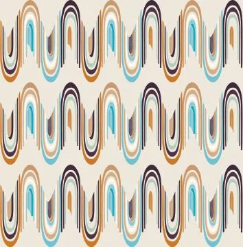 Mid Century Modern Vintage Pattern Background. Wave Stripe Masculine Graphic Stock Illustration