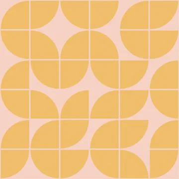 Mid century pattern in orange colors. Geometric circle shapes. Seamless pattern Illustrazione stock