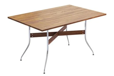 Mid century rectangular dinning table. 3d render Stock Illustration