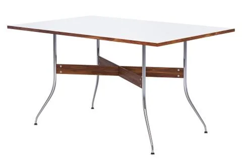 Mid century rectangular dinning table. 3d render Stock Illustration