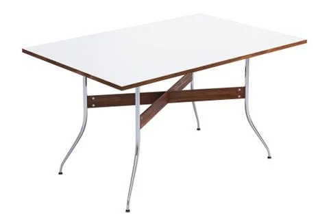 Mid century rectangular dinning table. 3d render Stock Illustration