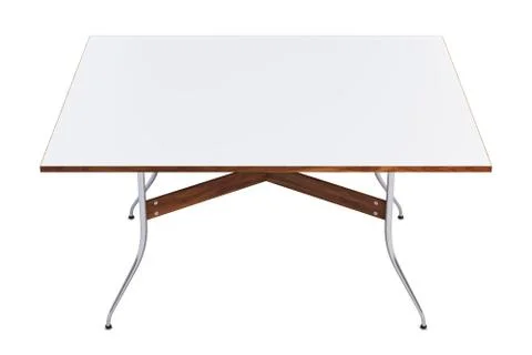 Mid century rectangular dinning table. 3d render Stock Illustration