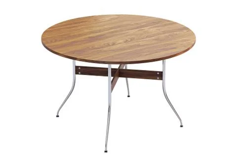 Mid century round dinning table. 3d render Stock Illustration
