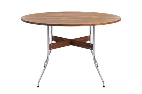 Mid century round dinning table. 3d render Stock Illustration