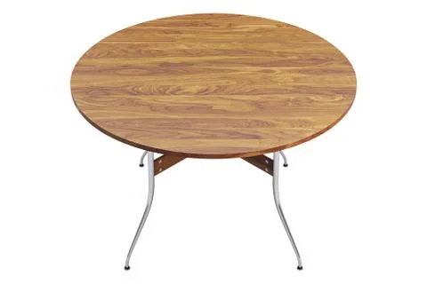 Mid century round dinning table. 3d render Stock Illustration