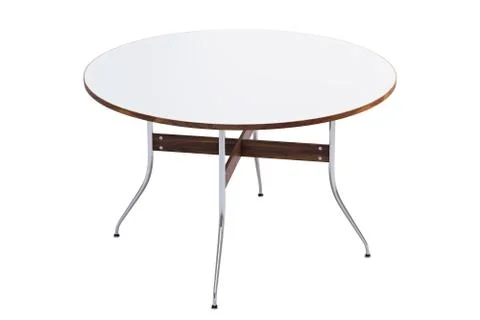 Mid century round dinning table. 3d render Stock Illustration