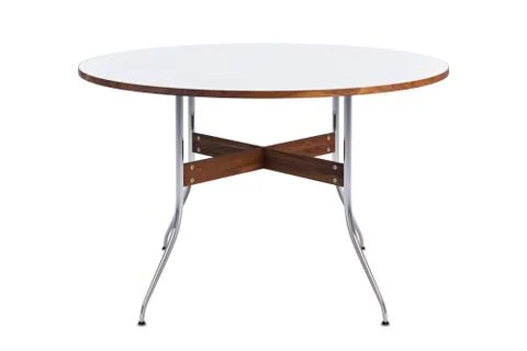 Mid century round dinning table. 3d render Stock Illustration