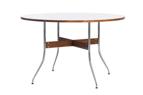 Mid century round dinning table. 3d render Stock Illustration