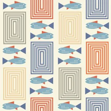 Mid century style seamless pattern Stock Illustration
