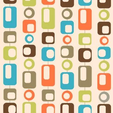 Mid century style seamless pattern Illustrazione stock