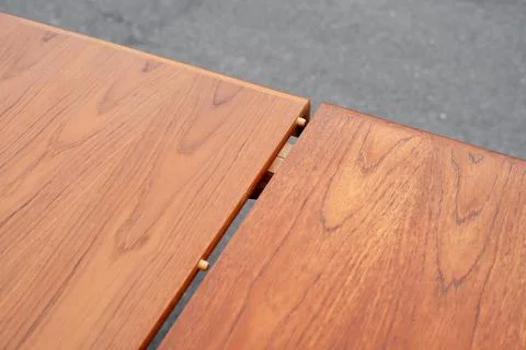 A mid century teak dining table from the 50s 60s Danish Design Vintage Modern Stock Photos