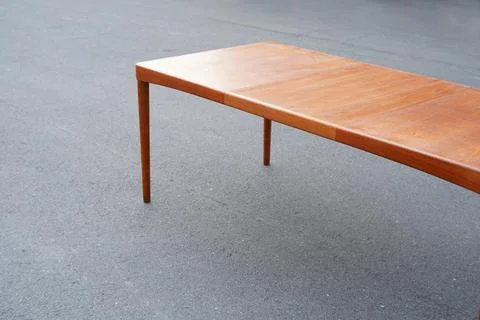 A mid century teak dining table from the 50s 60s Danish Design Vintage Modern Stock Photos