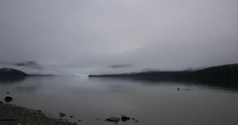 Mid day lake time lapse cloudy overcast rainy day Stock Footage 147572099