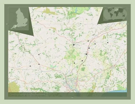Mid Devon, England - Great Britain. OSM. Major cities Stock Illustration