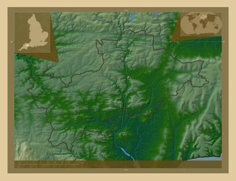 Mid Devon, England - Great Britain. Colored elevation map with lakes and rive Stock Illustration
