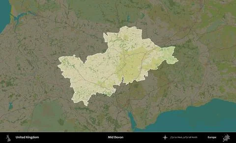 Mid Devon highlighted, United Kingdom. OpenStreetMap Humanitarian Illustrazione stock