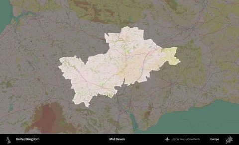 Mid Devon highlighted, United Kingdom. OpenStreetMap Standard Stock Illustration